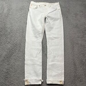 Levi's 501 Button Fly Jeans Womens 30x29 Blue Light Wash Cuff Premium Big E